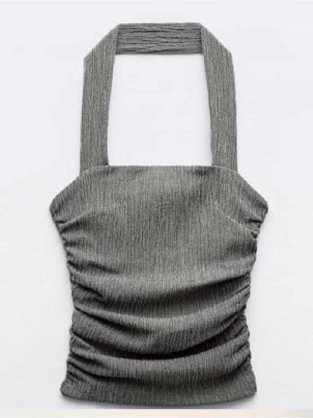 Zara Gray Square-Neck Ruched Women's Tank Top